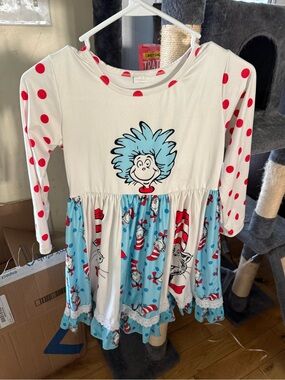 Dr. Seuss Cat in the Hat Girls Polka Dot Dress